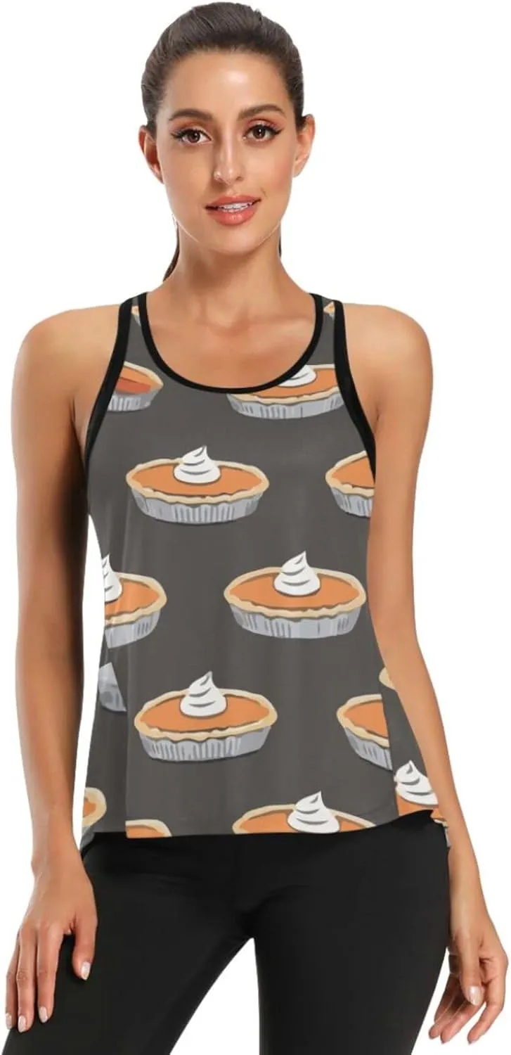 Women's Workout Tank Top Pumpkin-pies-Thanksgiving Sleeveless Sport Gym Top Athletic Yoga Tank Top