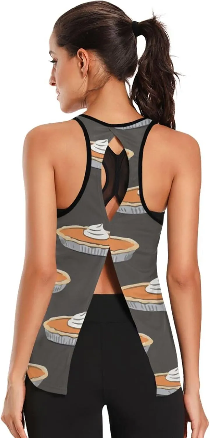 Women's Workout Tank Top Pumpkin-pies-Thanksgiving Sleeveless Sport Gym Top Athletic Yoga Tank Top