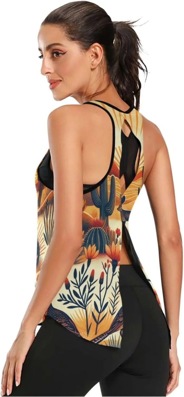 Women's Workout Tank Top Sonoran-Sunrise-Arizona Sleeveless Sport Gym Top Athletic Yoga Tank Top