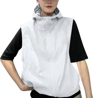 Womens Zip Up Vest Sleeveless Windbreaker Jacket Casual Stand Collar Outdoor Layer Tops