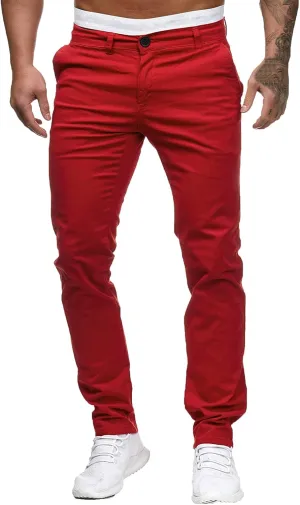 WUAI-Men Stretch Flat Front Chino Pant Slim Fit Casual Elastic Waist Workout Jogger Sweatpants Comfy Lounge Pants