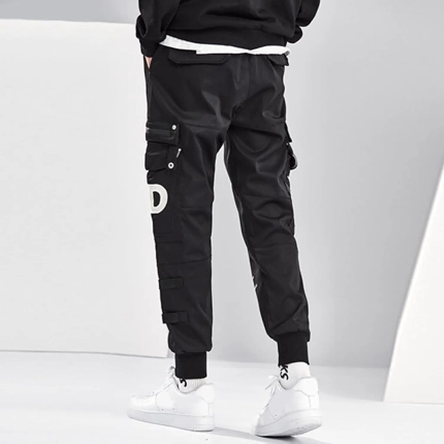 XYXIONGMAO Men's Black Cargo Overalls Pants Techwear Streetwear Hip Hop Sweatpants Joggers Cargo Pants for Men