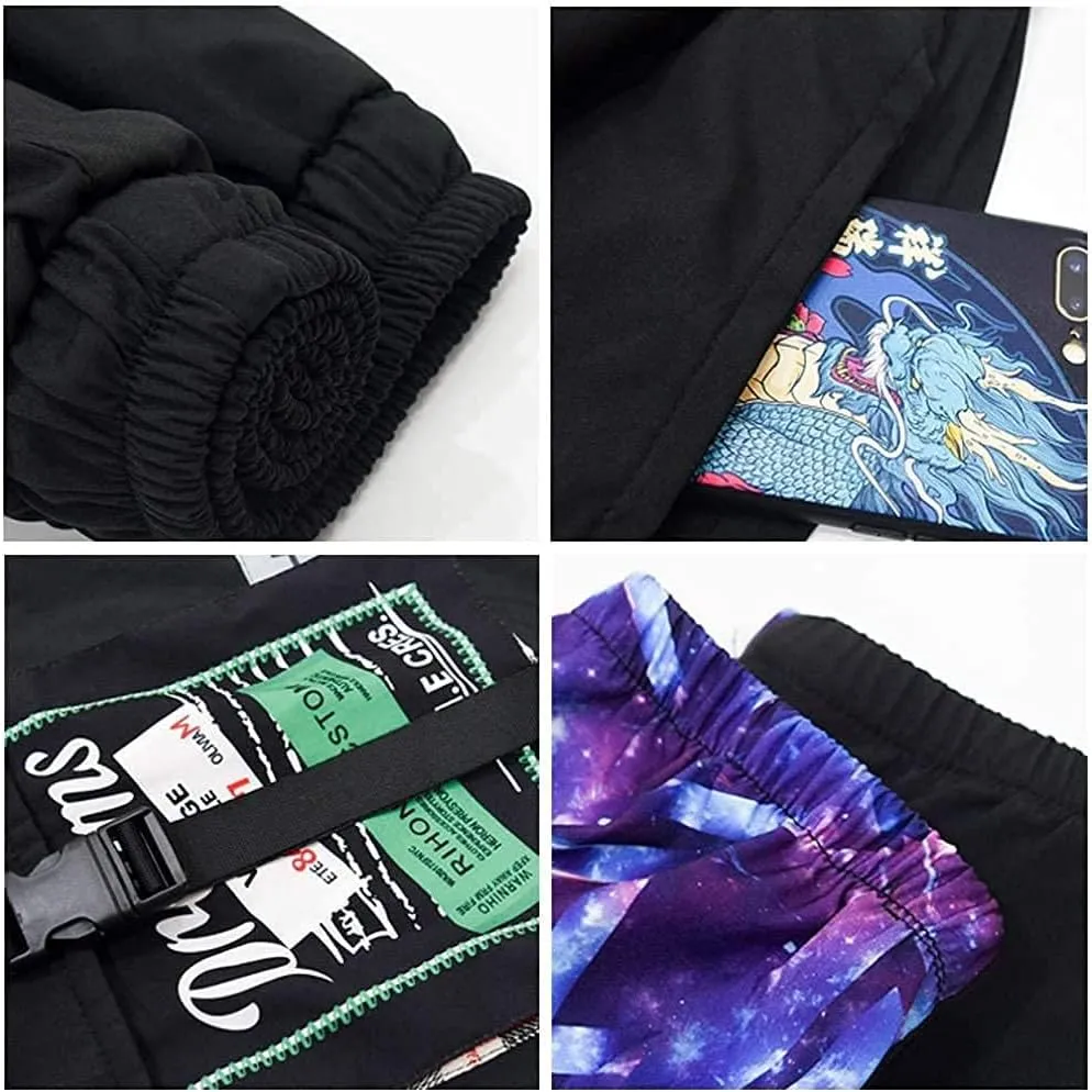 XYXIONGMAO Men's Black Reflective Joggers Overalls Techwear Sweatpants Hip Hop Streetwear Cargo Pants for Men