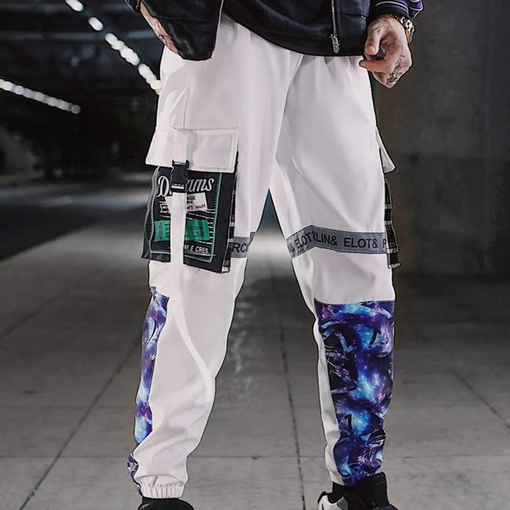XYXIONGMAO Men's Black Reflective Joggers Overalls Techwear Sweatpants Hip Hop Streetwear Cargo Pants for Men