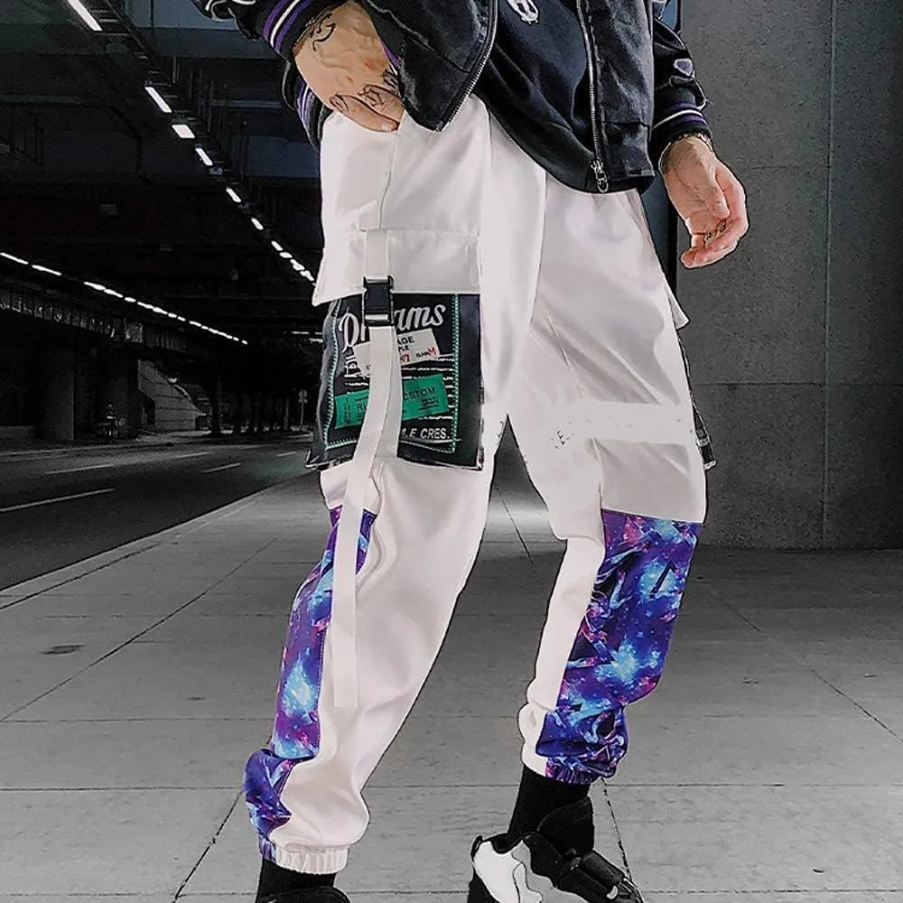 XYXIONGMAO Men's Black Reflective Joggers Overalls Techwear Sweatpants Hip Hop Streetwear Cargo Pants for Men