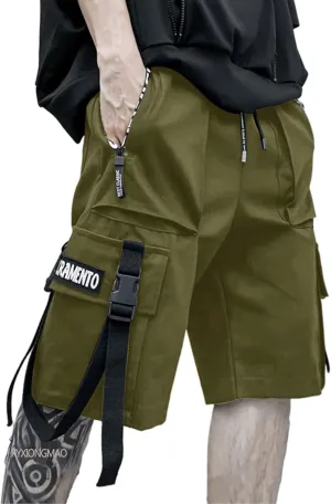 XYXIONGMAO Men's Joggers Techwear Black Hip Hop Cargo Shorts Streetwear Sweatpants Cargo Pants for Men