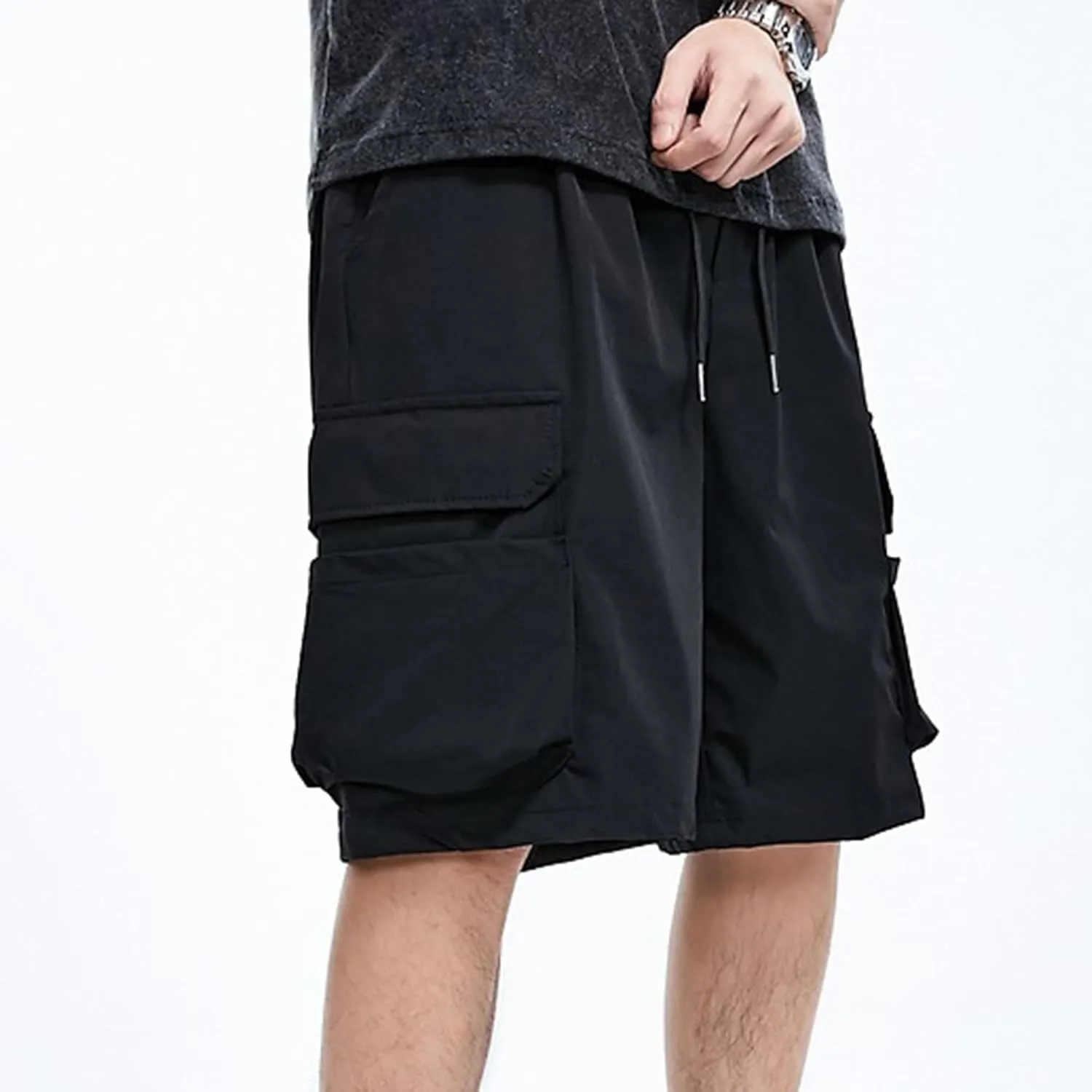 XYXIONGMAO Men's Joggers Techwear Black Hip Hop Cargo Shorts Streetwear Sweatpants Cargo Pants for Men
