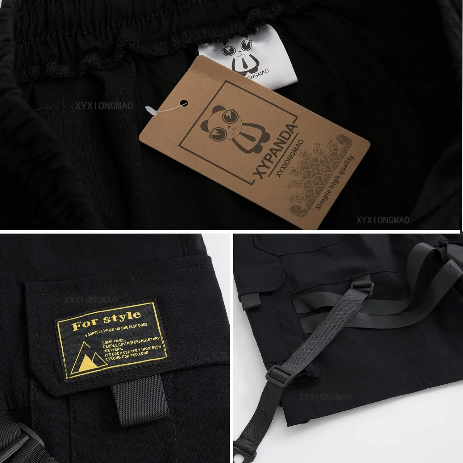 XYXIONGMAO Men's Streetwear Black Techwear Pants Gothic Cargo Tactical Shorts Joggers Hip Hop Overalls for Men