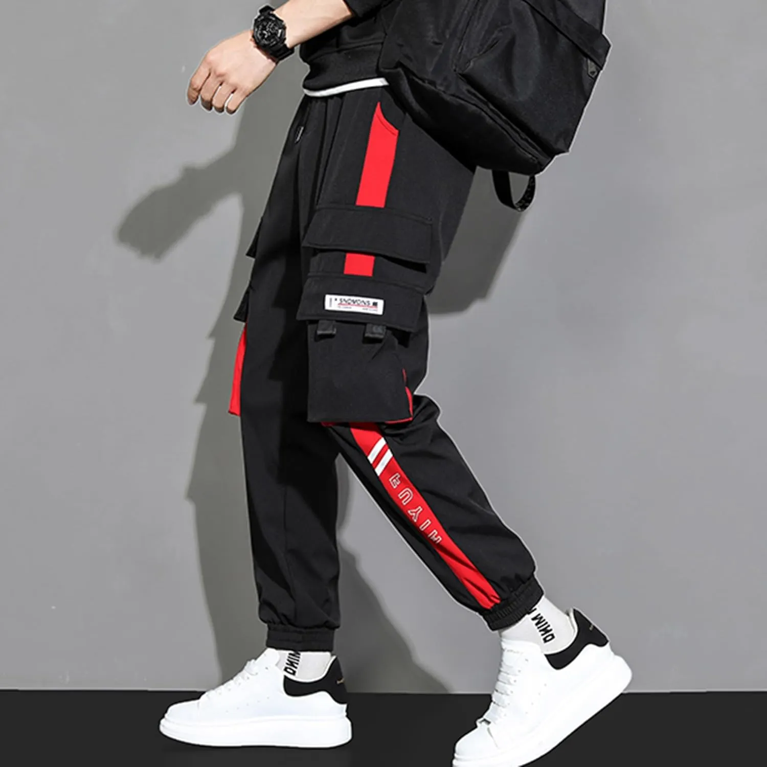 XYXIONGMAO Men's Streetwear Joggers Casual Sports Pants Baggy Casual Techwear Hip Hop Sweatpants Black Cargo Pants for Men