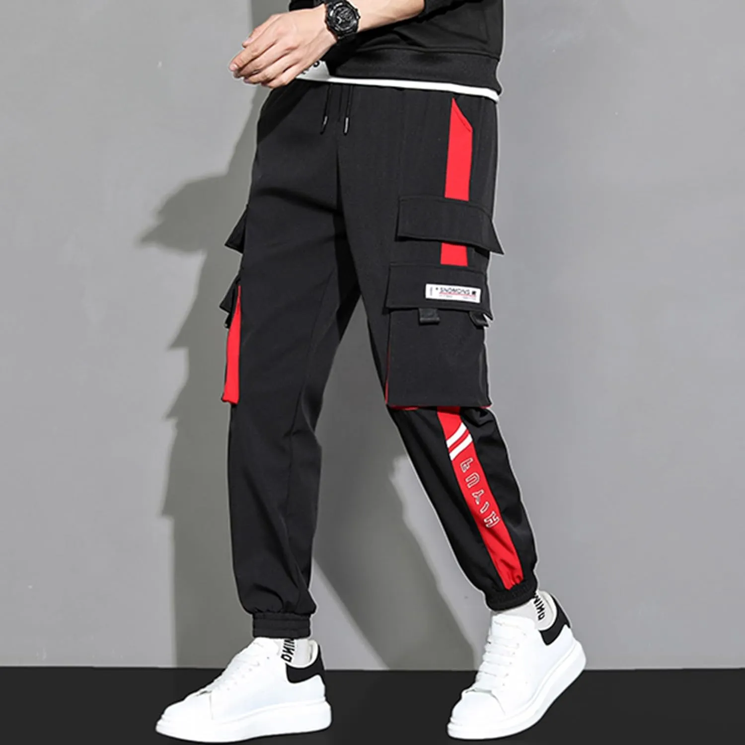XYXIONGMAO Men's Streetwear Joggers Casual Sports Pants Baggy Casual Techwear Hip Hop Sweatpants Black Cargo Pants for Men
