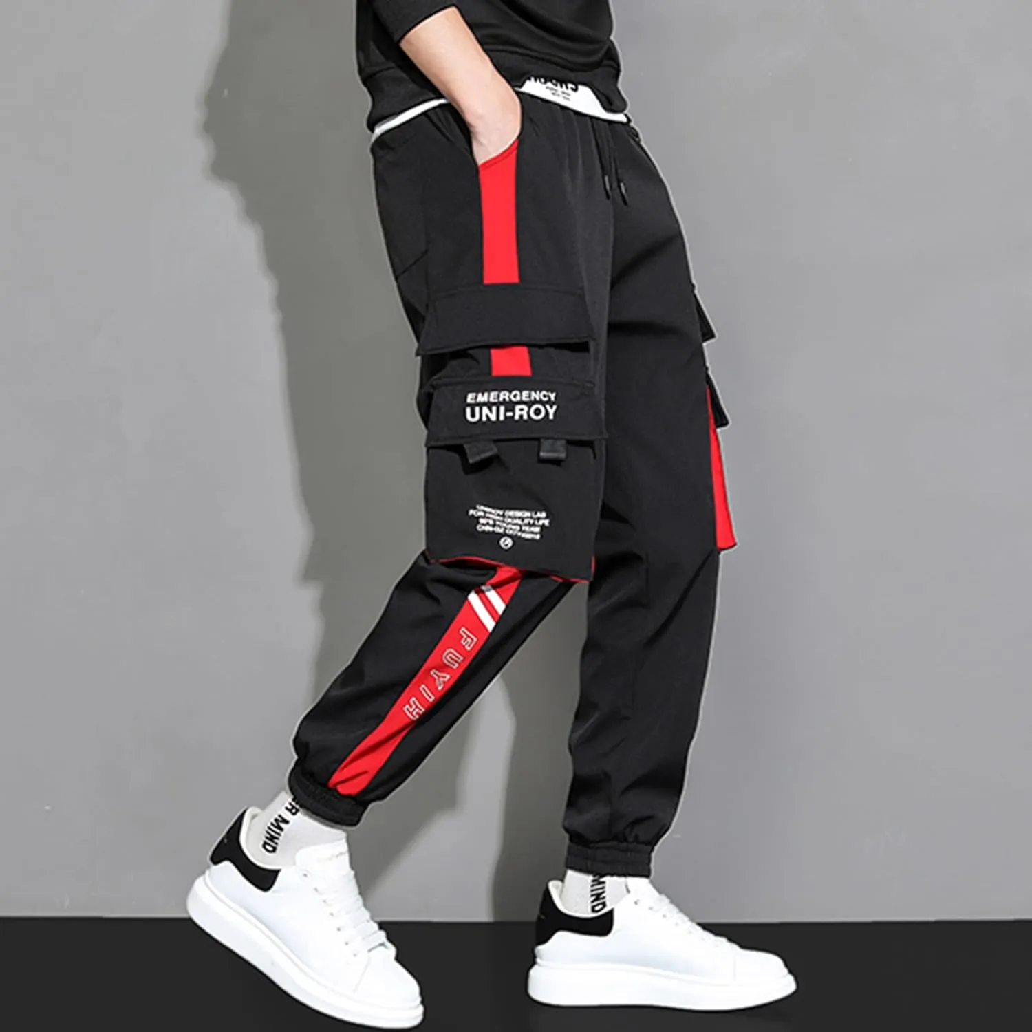 XYXIONGMAO Men's Streetwear Joggers Casual Sports Pants Baggy Casual Techwear Hip Hop Sweatpants Black Cargo Pants for Men