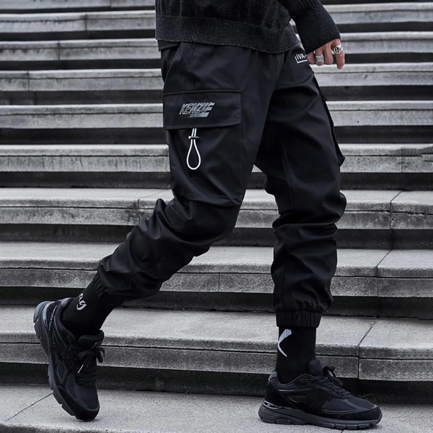 XYXIONGMAO Men's Techwear Joggers Goth Hip Hop Black Fashion Tactical Streetwear Harem Sweatpants Cargo Pants for Men