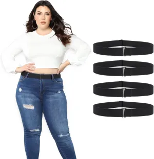 XZQTIVE No Show Invisible Elastic Belt for Women & Men, Adjuatable Stretch Belt with Flat Buckle for Jeans Pants Dreses