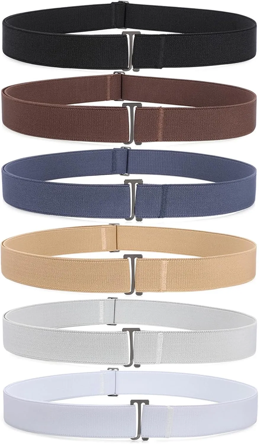 XZQTIVE No Show Invisible Elastic Belt for Women & Men, Adjuatable Stretch Belt with Flat Buckle for Jeans Pants Dreses