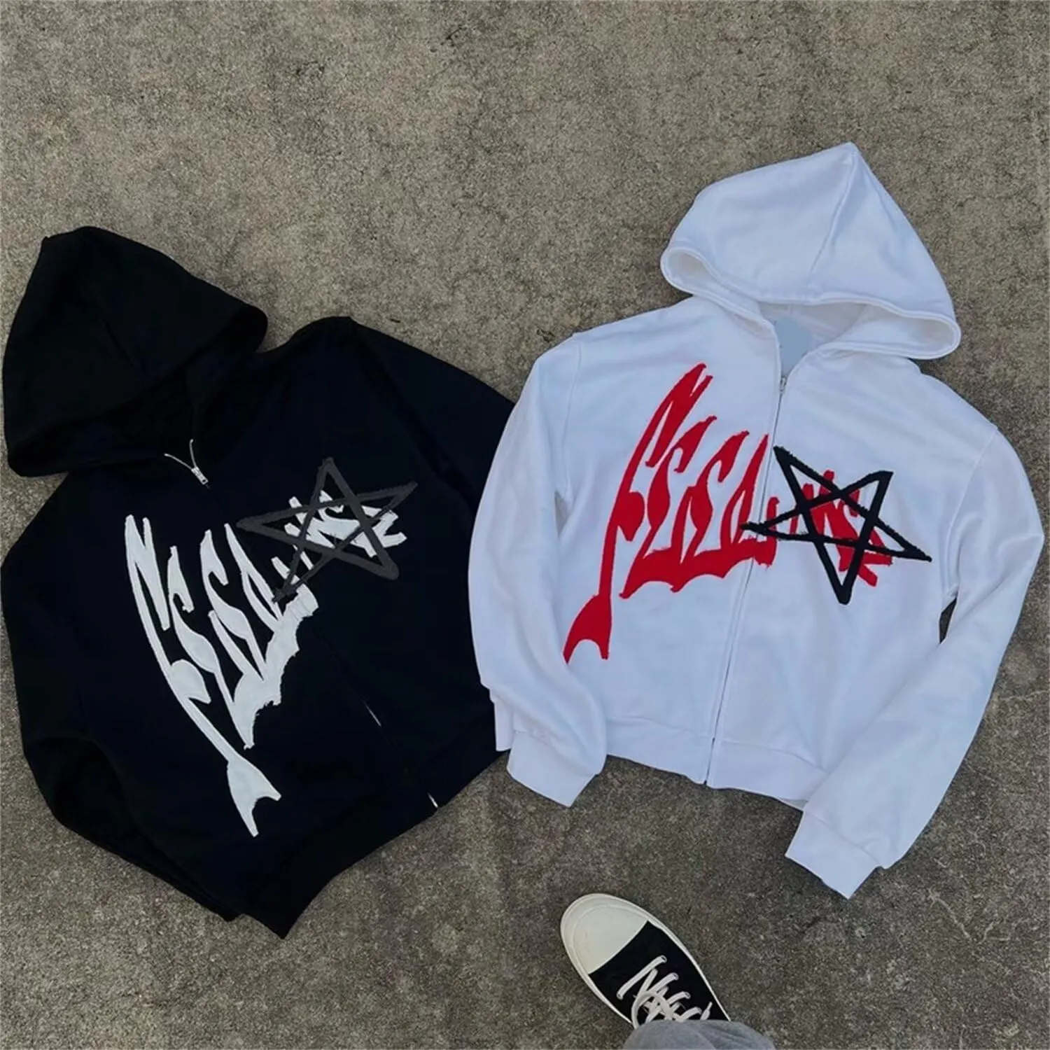 Y2k Hoodie Zip Up Men Women Fashion Grunge Aesthetic Hoodies Casual Vintage Oversized Pullover Sweatshirt