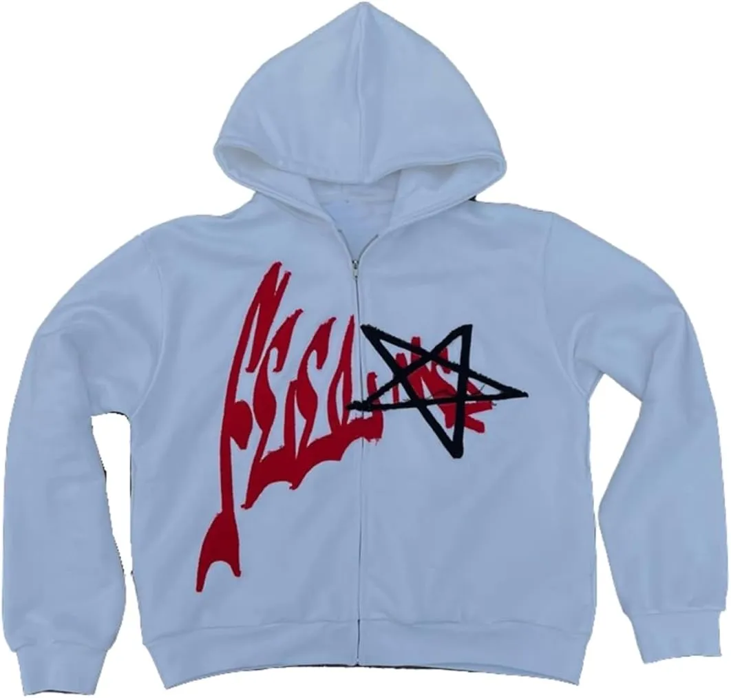 Y2k Hoodie Zip Up Men Women Fashion Grunge Aesthetic Hoodies Casual Vintage Oversized Pullover Sweatshirt