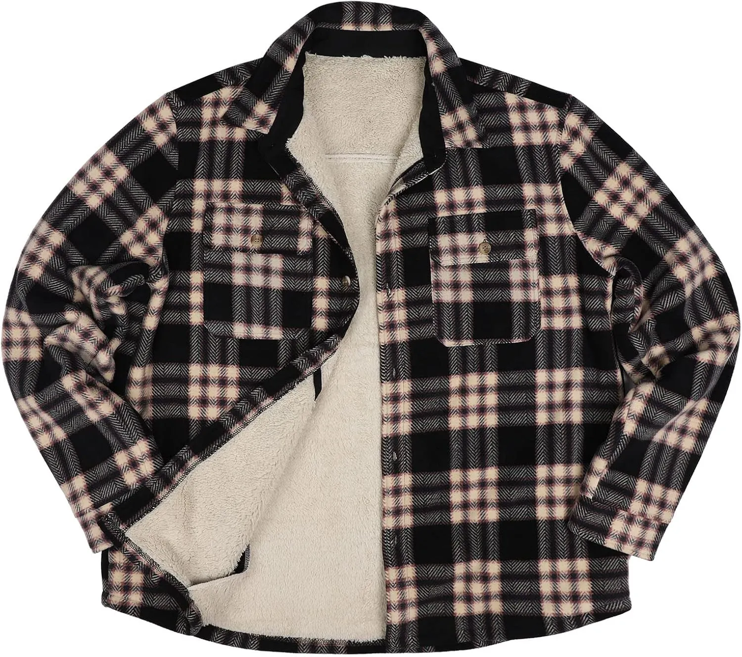 Yasumond Jackets for Men Flannel Zipper Fleece Sweatshirt Heavy Lined Warm Winter Coats Big Tall