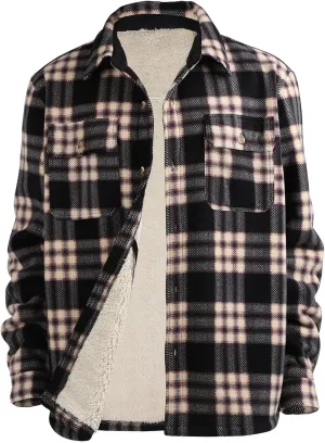 Yasumond Jackets for Men Flannel Zipper Fleece Sweatshirt Heavy Lined Warm Winter Coats Big Tall