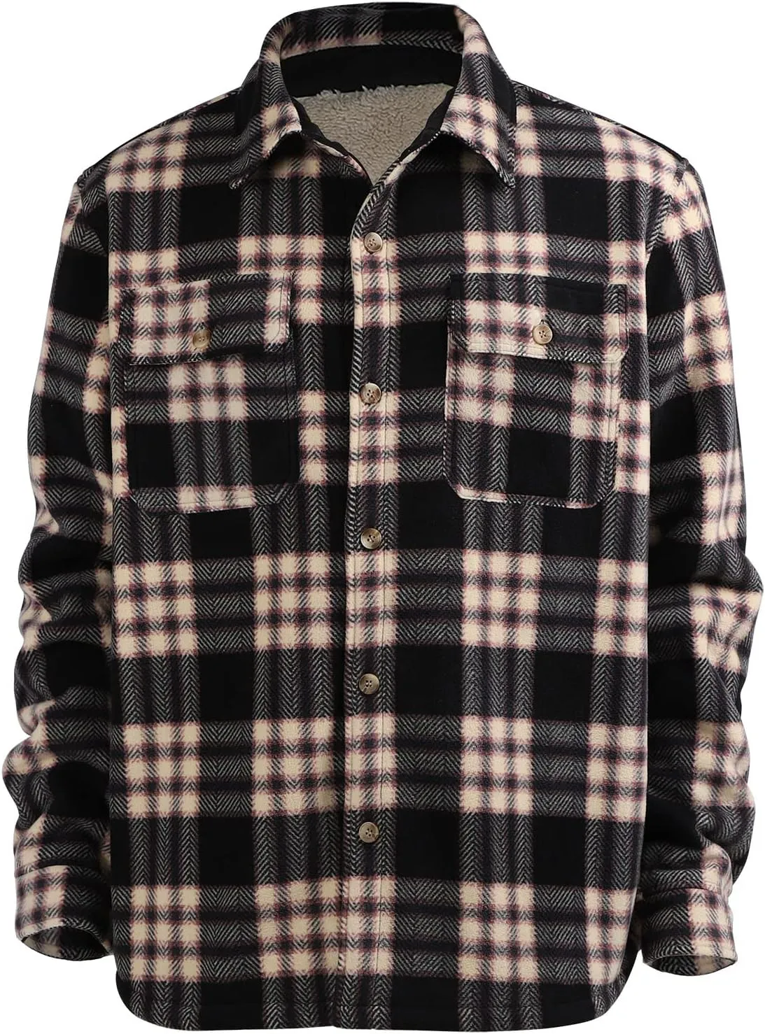 Yasumond Jackets for Men Flannel Zipper Fleece Sweatshirt Heavy Lined Warm Winter Coats Big Tall