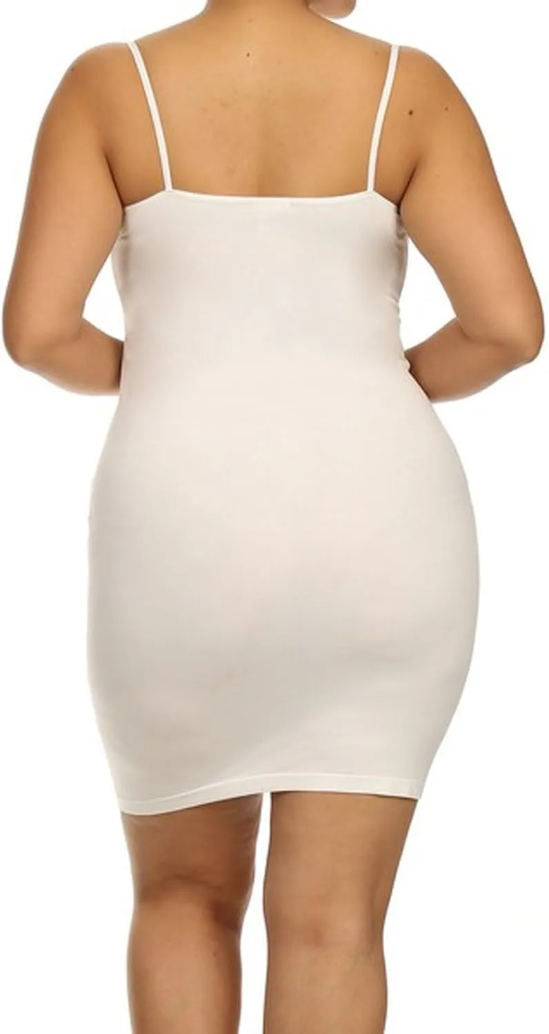 Yelete Women's Plus Size Nylon Seamless Long Cami Slip Dress