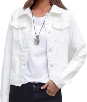 Yeuyyben Women's Denim Jacket Spring And Autumn Casual Short Denim Jacket Women's Solid Color Jacket