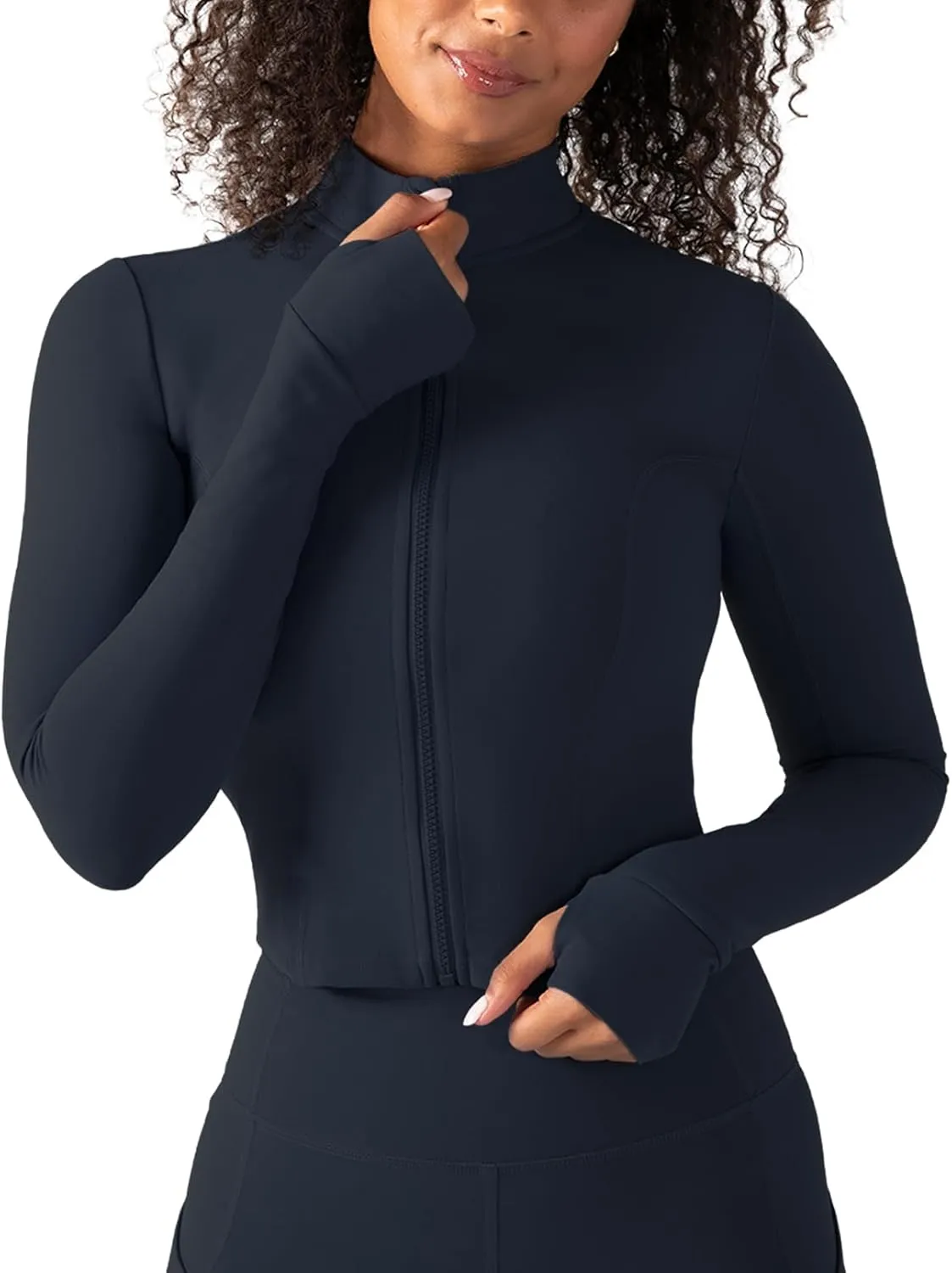 YITTY Active Women's UltraLuxe Cropped Full Zip Jacket, Athleisure, 4-Way-Stretch, Thumbholes