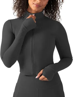 YITTY Active Women's UltraLuxe Cropped Full Zip Jacket, Athleisure, 4-Way-Stretch, Thumbholes