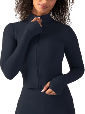 YITTY Active Women's UltraLuxe Cropped Full Zip Jacket, Athleisure, 4-Way-Stretch, Thumbholes