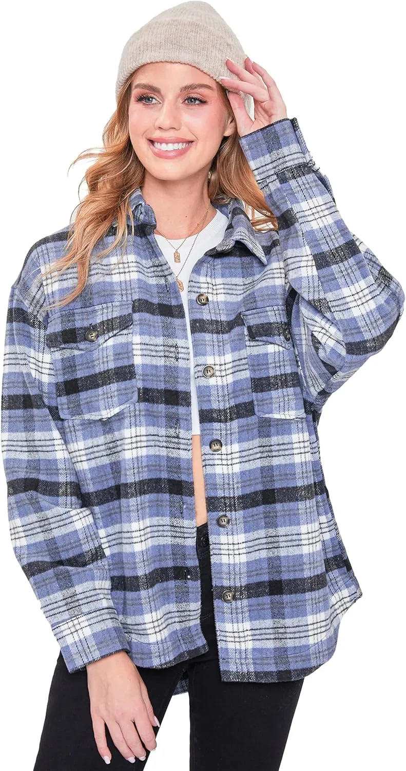 YMI Women's Junior Full Length Plaid Shacket