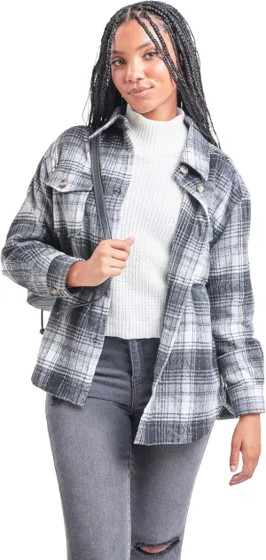 YMI Women's Junior Full Length Plaid Shacket