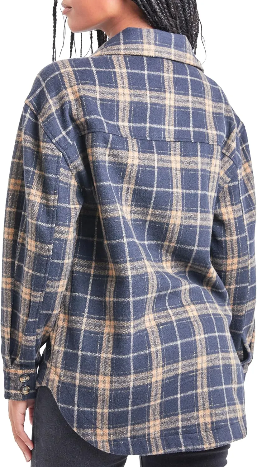 YMI Women's Junior Full Length Plaid Shacket