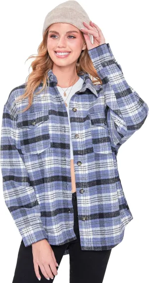 YMI Women's Junior Full Length Plaid Shacket