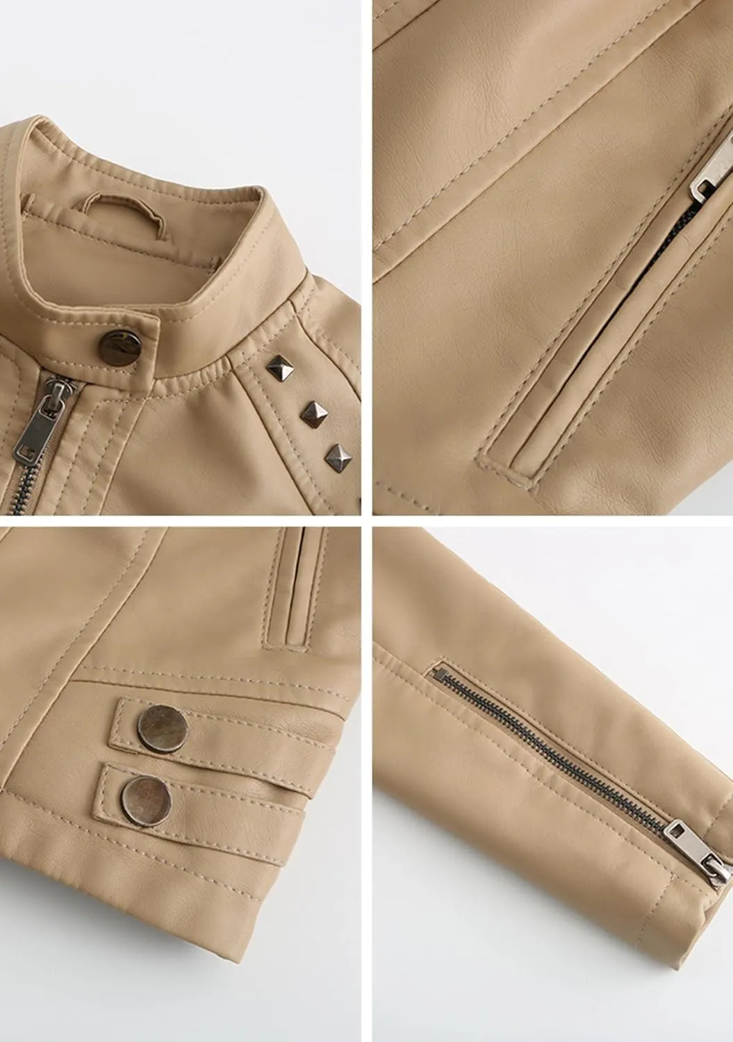 YMING Womens Faux Leather Zipper Jackets PU Motorcycle Coat Fall Plus Size Biker Outwear