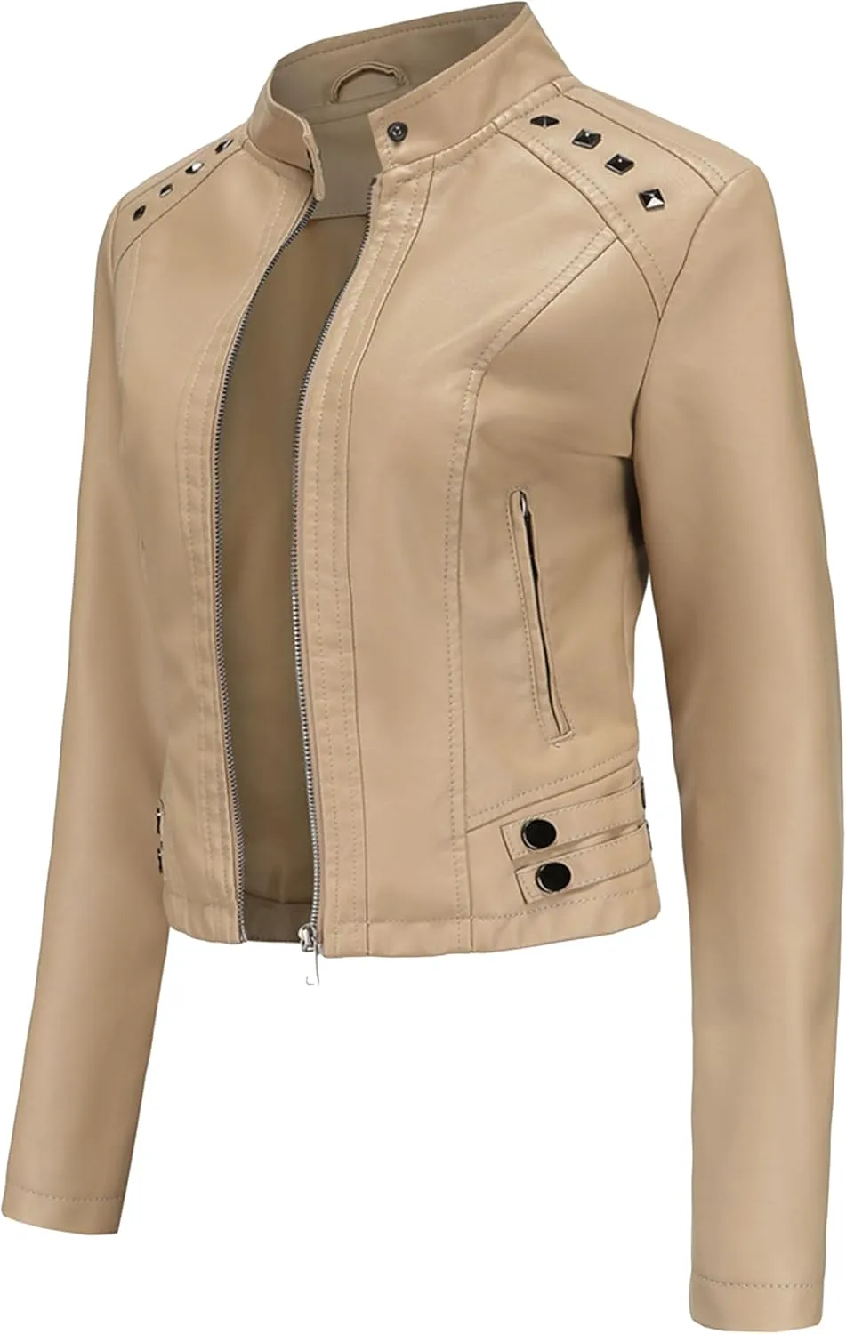 YMING Womens Faux Leather Zipper Jackets PU Motorcycle Coat Fall Plus Size Biker Outwear