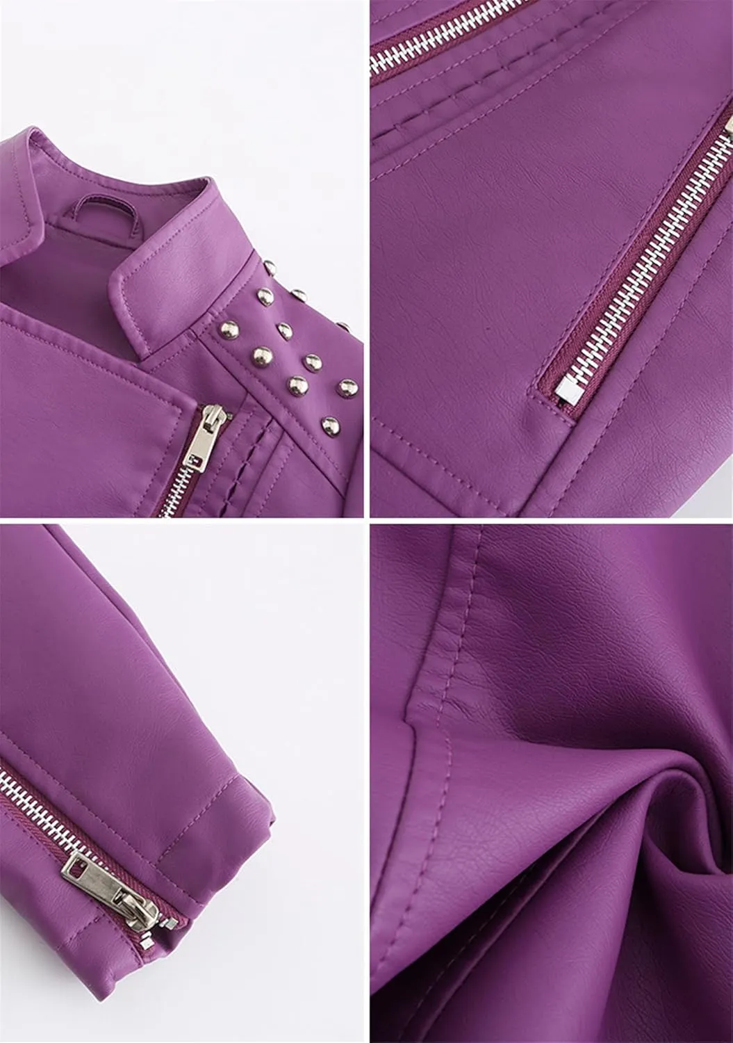 YMING Womens Faux Leather Zipper Jackets PU Motorcycle Coat Fall Plus Size Biker Outwear