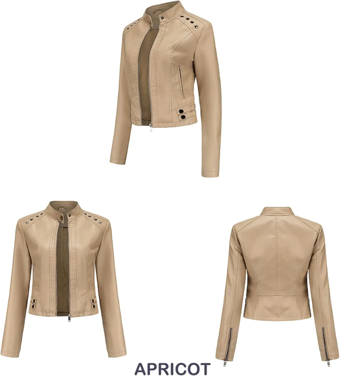 YMING Womens Faux Leather Zipper Jackets PU Motorcycle Coat Fall Plus Size Biker Outwear