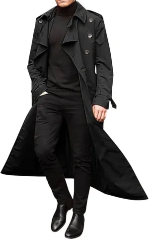 Ymosrh Leather Jacket Men Luxury Full Length Trench Coat Long Wool Overcoat Winter Mens Waterproof Jacket