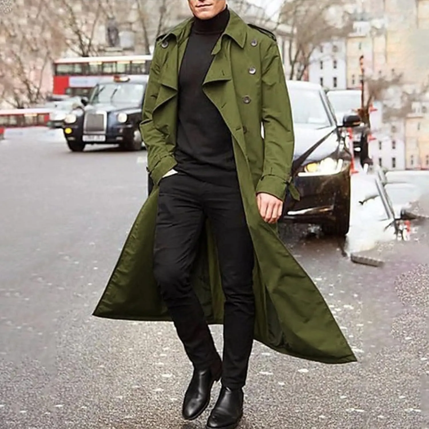 Ymosrh Varsity Jacket Men Men's Long-Slevee Luxury Full Length Trench Coat Long Wool Overcoat Winter Coats
