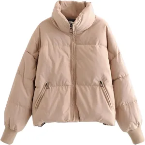 yoeasy Women's Winter Long Sleeve Zip Puffer Jacket Cotton Padded Lightweight Coat