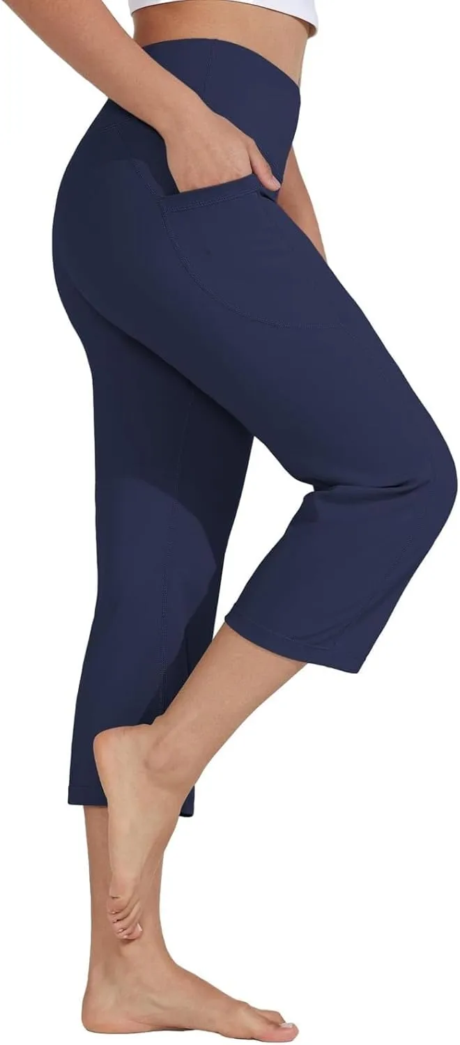 Yoga Capri for Women for Women Casual Stretch High Waisted Yoga Leggings Comfy Wide Leg Pants Women's Summer Yoga