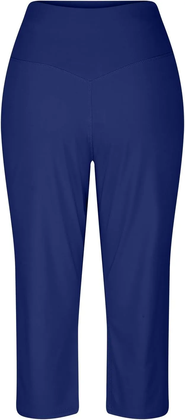 Yoga Capri for Women for Women Casual Stretch High Waisted Yoga Leggings Comfy Wide Leg Pants Women's Summer Yoga