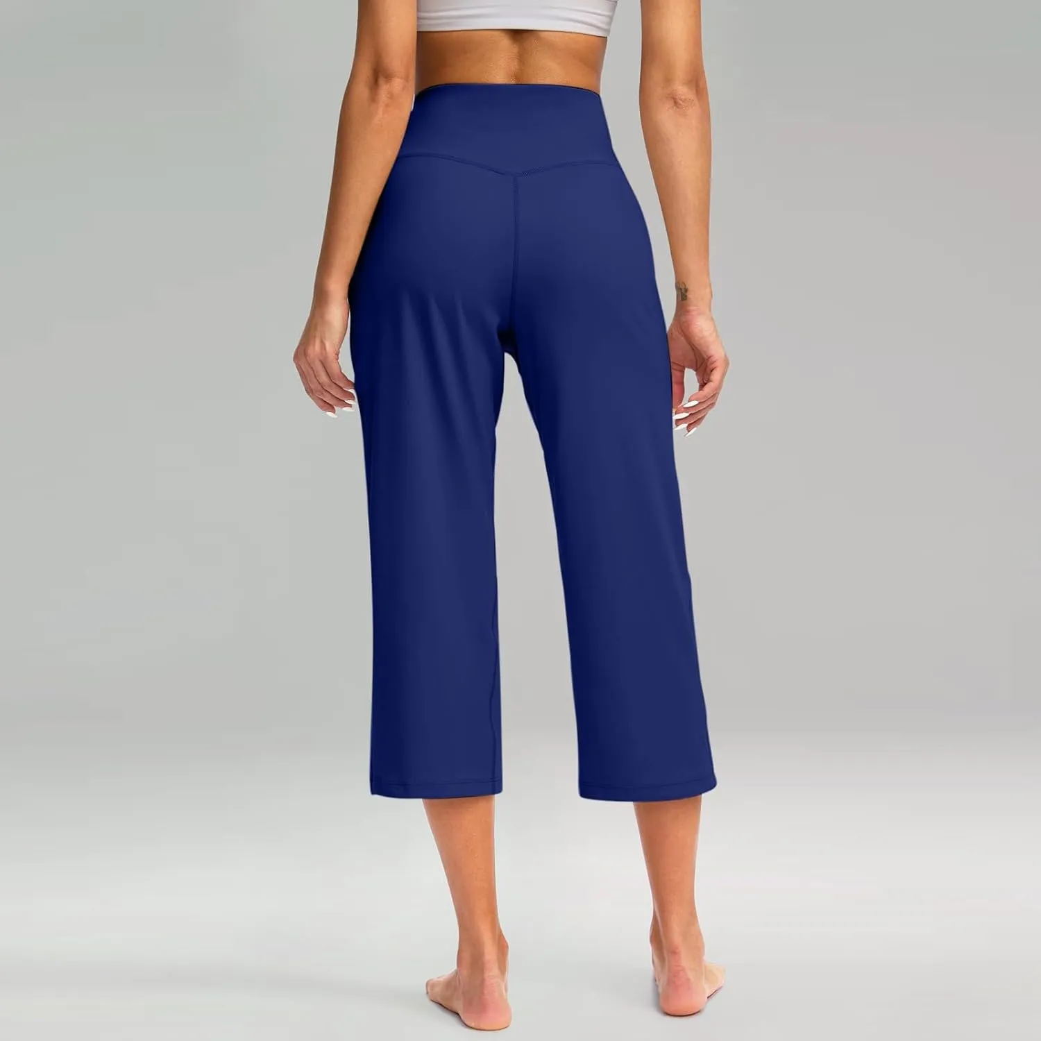 Yoga Capris Summer for Women Casual Stretch High Waisted Yoga Leggings Comfy Wide Leg Pants Womens Yoga Capris for