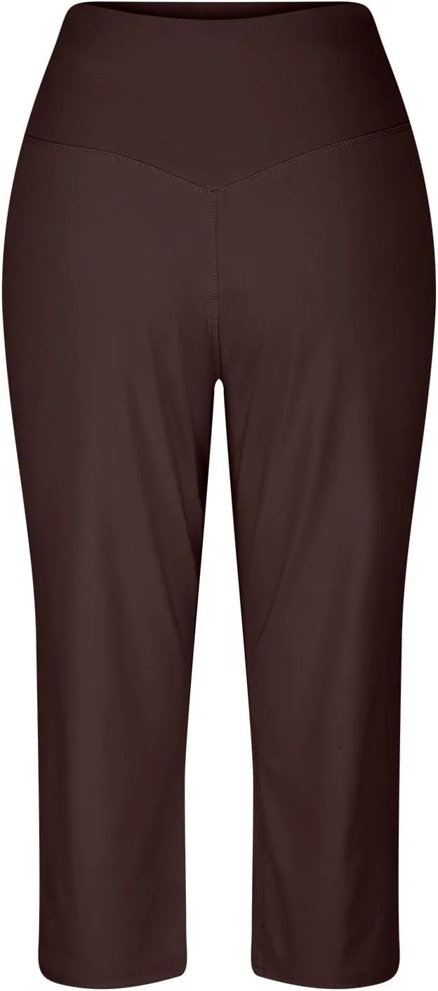 Yoga Capris Summer for Women Casual Stretch High Waisted Yoga Leggings Comfy Wide Leg Pants Womens Yoga Capris for