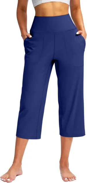 Yoga Capris Summer for Women Casual Stretch High Waisted Yoga Leggings Comfy Wide Leg Pants Womens Yoga Capris for