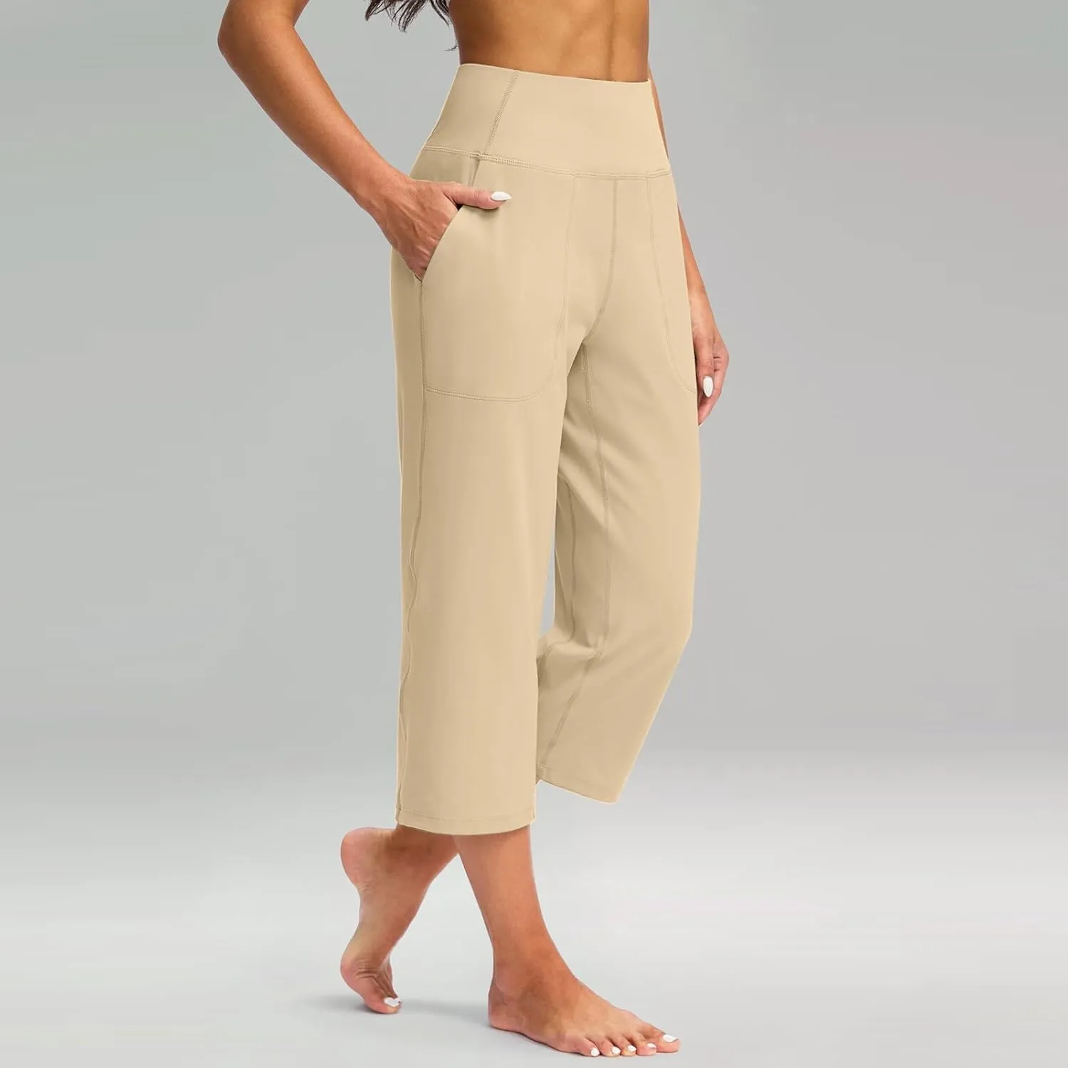 Yoga Capris Summer for Women Casual Stretch High Waisted Yoga Leggings Comfy Wide Leg Pants Womens Yoga Capris for