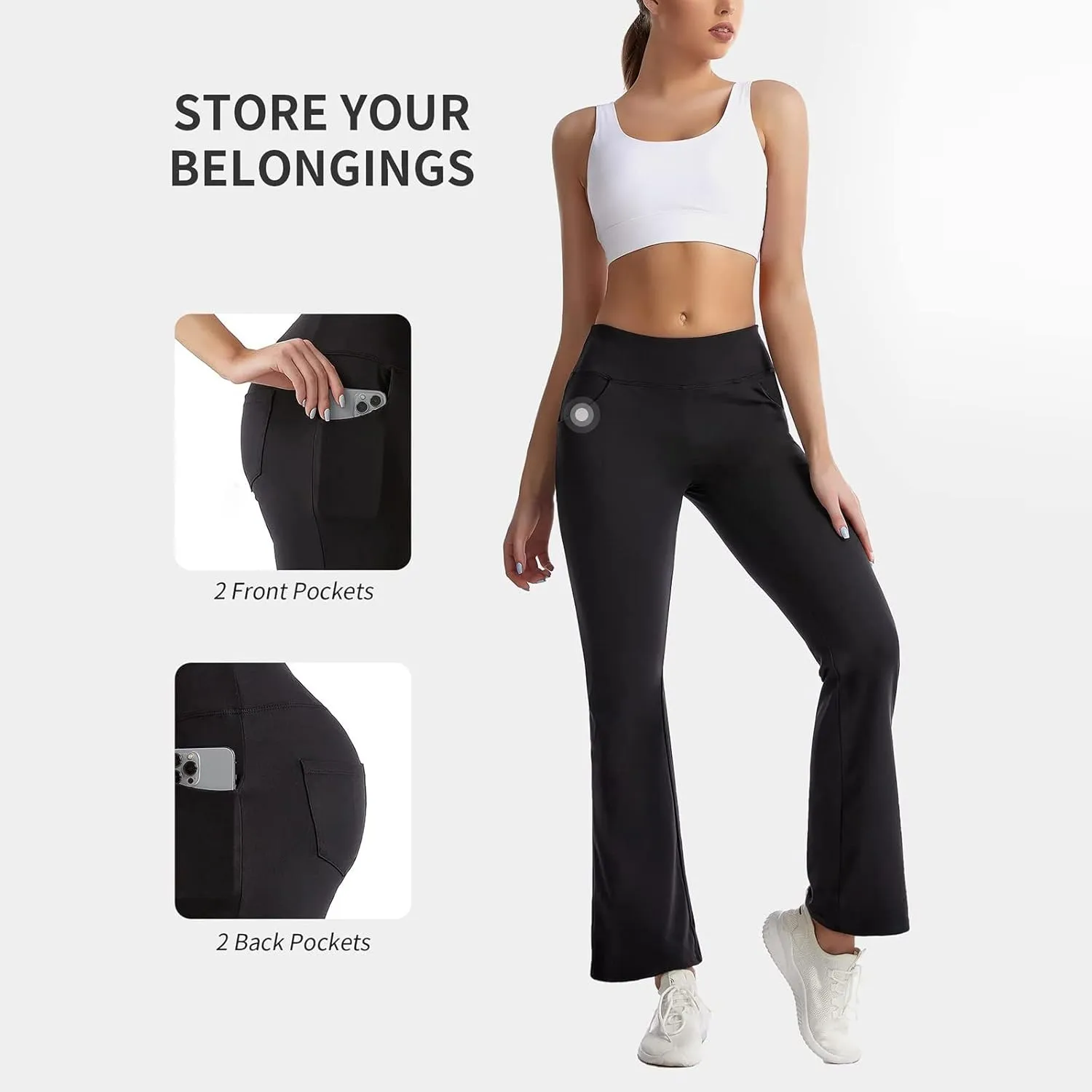 Yoga Pants Women High Waisted Stretchy Palazzo Pants Casual Flare Yoga Pants with Pockets Work Pants Trousers 2025