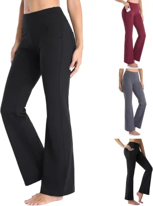 Yoga Pants Women High Waisted Stretchy Palazzo Pants Casual Flare Yoga Pants with Pockets Work Pants Trousers 2025