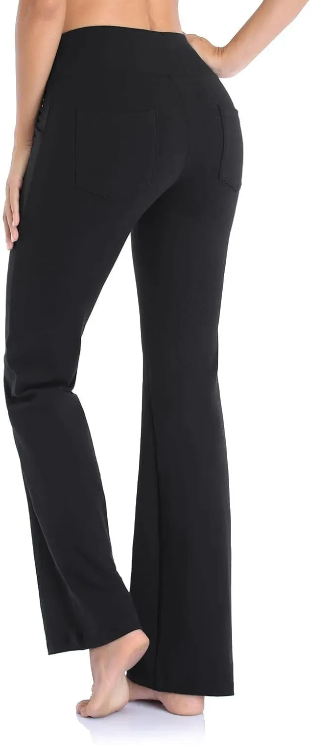Yoga Pants Women High Waisted Stretchy Palazzo Pants Casual Flare Yoga Pants with Pockets Work Pants Trousers 2025