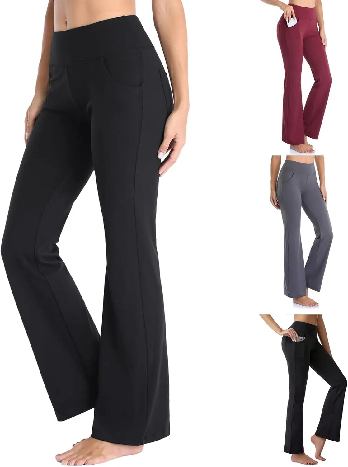 Yoga Pants Women High Waisted Stretchy Palazzo Pants Casual Flare Yoga Pants with Pockets Work Pants Trousers 2025