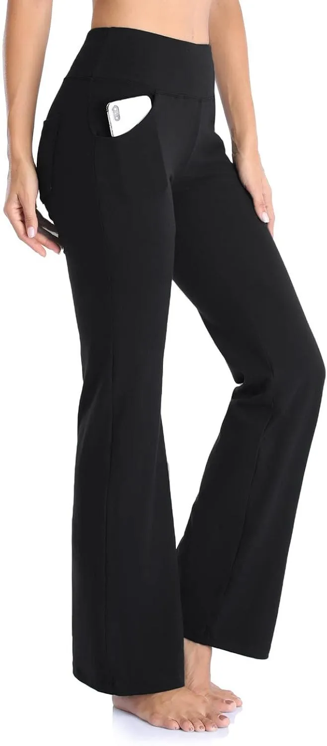 Yoga Pants Women High Waisted Stretchy Palazzo Pants Casual Flare Yoga Pants with Pockets Work Pants Trousers 2025